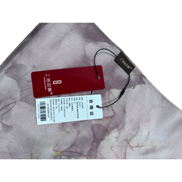 Elegant Floral Silk Scarf In Pastel Lavender & Pink Tones 170cm X 50cm - Picture 4 of 7